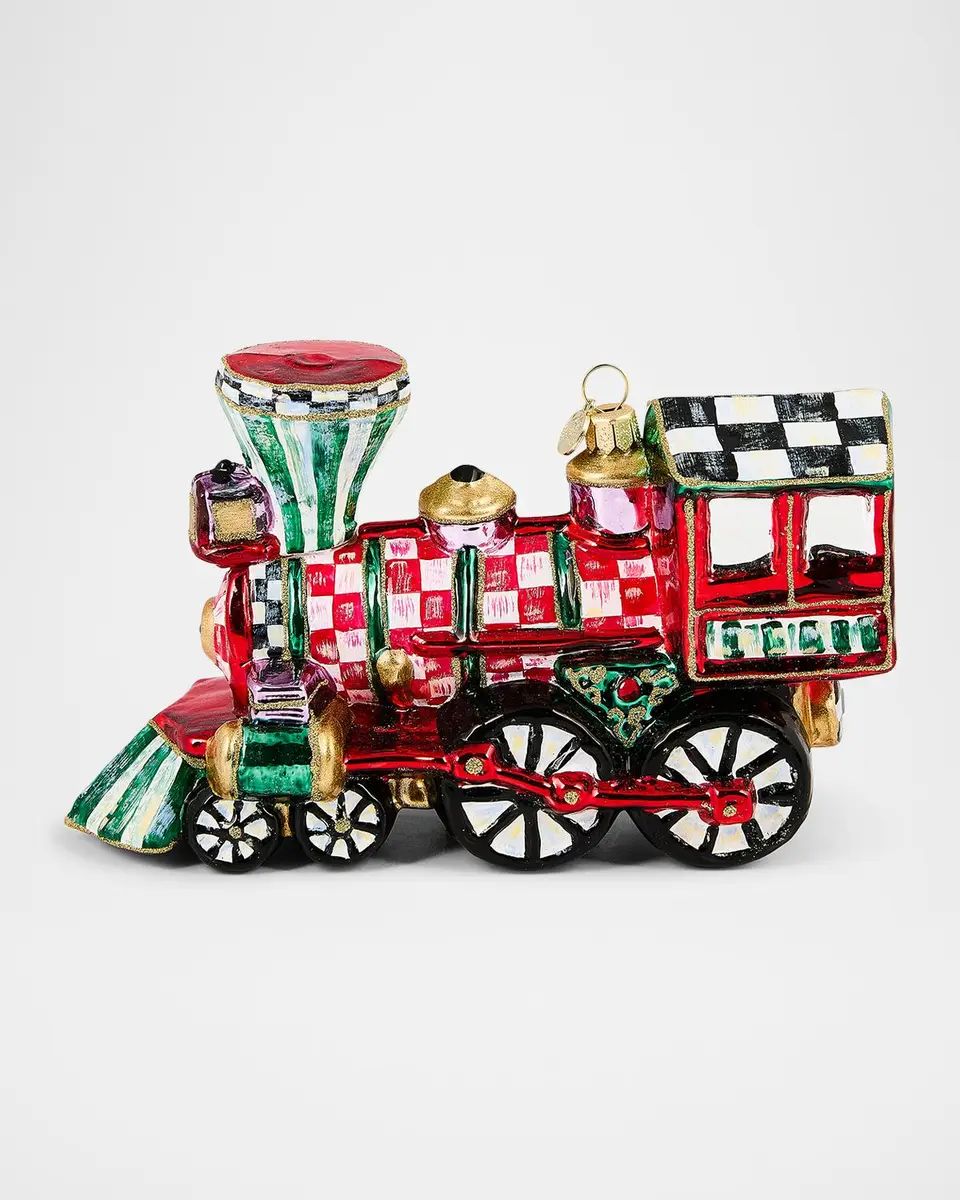 MacKenzie-Childs Check It Out Train Glass Christmas Ornament | Thumbnail 2 MacKenzie-Childs Check It Out Train Glass Christmas Ornament | Thumbnail 2