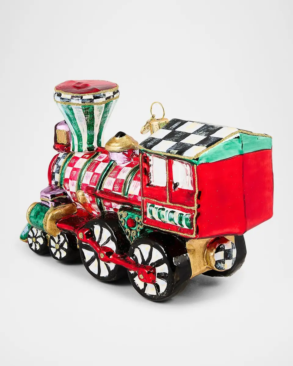 MacKenzie-Childs Check It Out Train Glass Christmas Ornament | Thumbnail 3 MacKenzie-Childs Check It Out Train Glass Christmas Ornament | Thumbnail 3