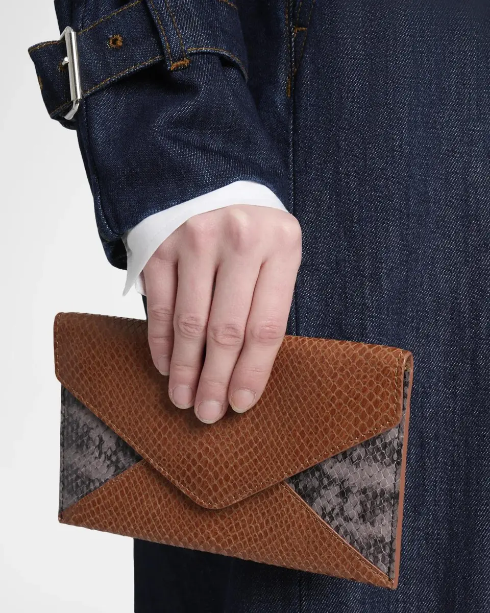 Dries Van Noten Snakeskin-Embossed Leather Envelope Pouch Bag | Thumbnail 2 Dries Van Noten Snakeskin-Embossed Leather Envelope Pouch Bag | Thumbnail 2
