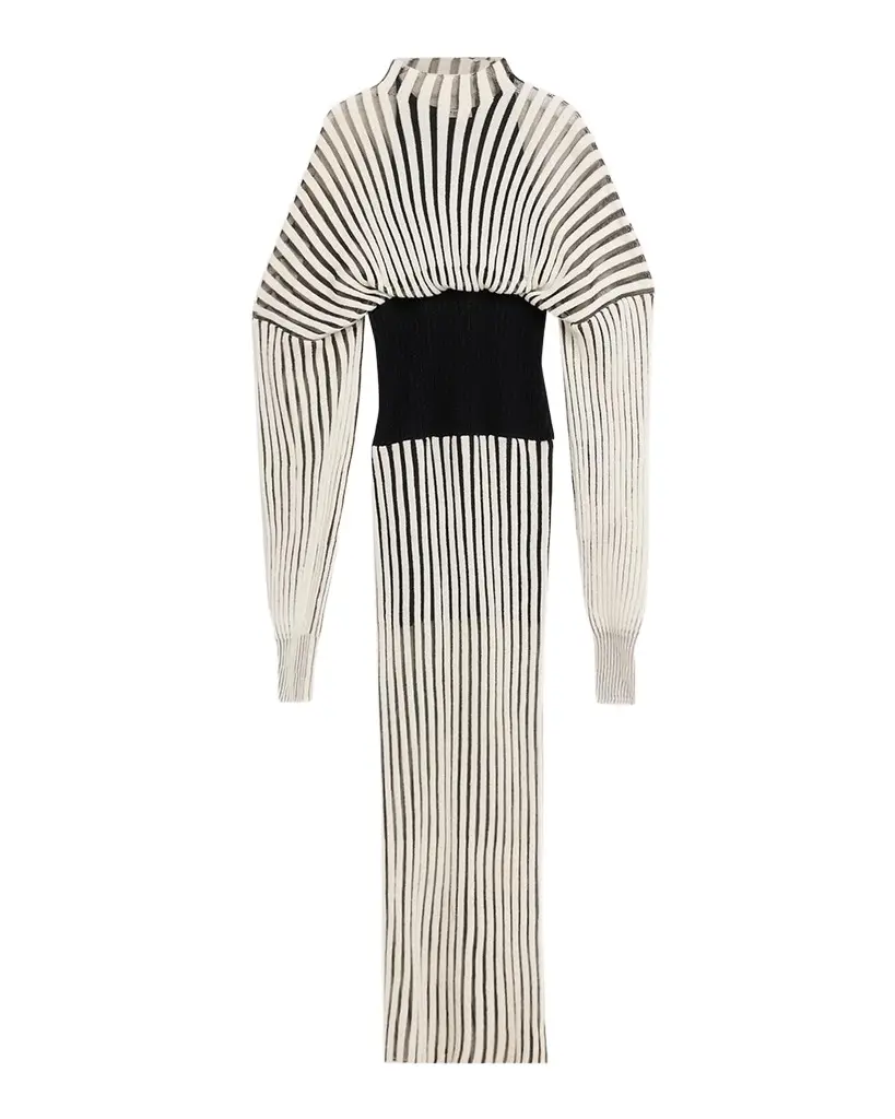 Clover Blouson Rib Knit Maxi Dress Clover Blouson Rib Knit Maxi Dress