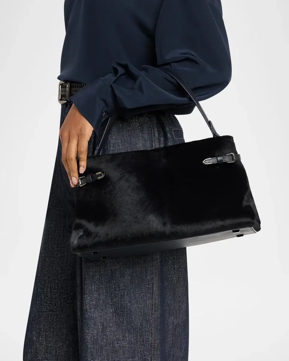 Brunello Cucinelli Pinched Calf Hair Top-Handle Bag | Thumbnail 2