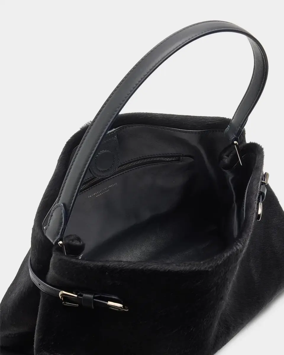 Brunello Cucinelli Pinched Calf Hair Top-Handle Bag | Thumbnail 4