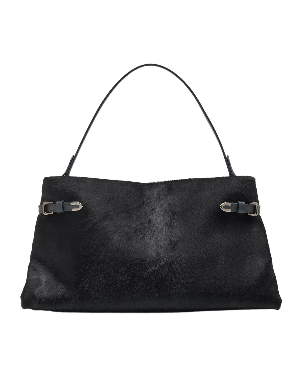 Pinched Calf Hair Top-Handle Bag