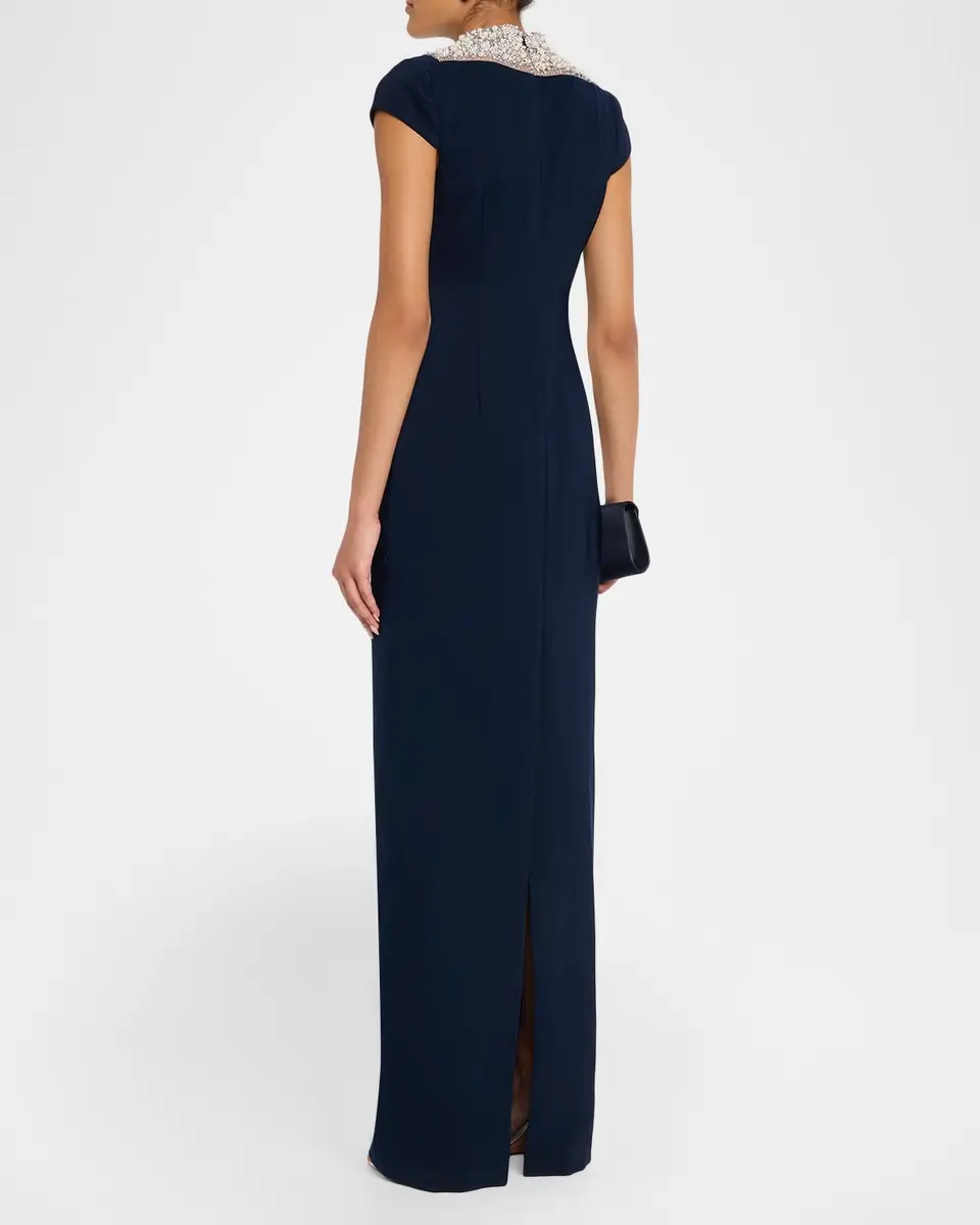 BADGLEY MISCHKA Rhinestone-Yoke Column Gown | Thumbnail 3 BADGLEY MISCHKA Rhinestone-Yoke Column Gown | Thumbnail 3