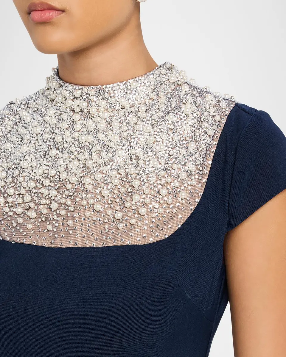BADGLEY MISCHKA Rhinestone-Yoke Column Gown | Thumbnail 5 BADGLEY MISCHKA Rhinestone-Yoke Column Gown | Thumbnail 5