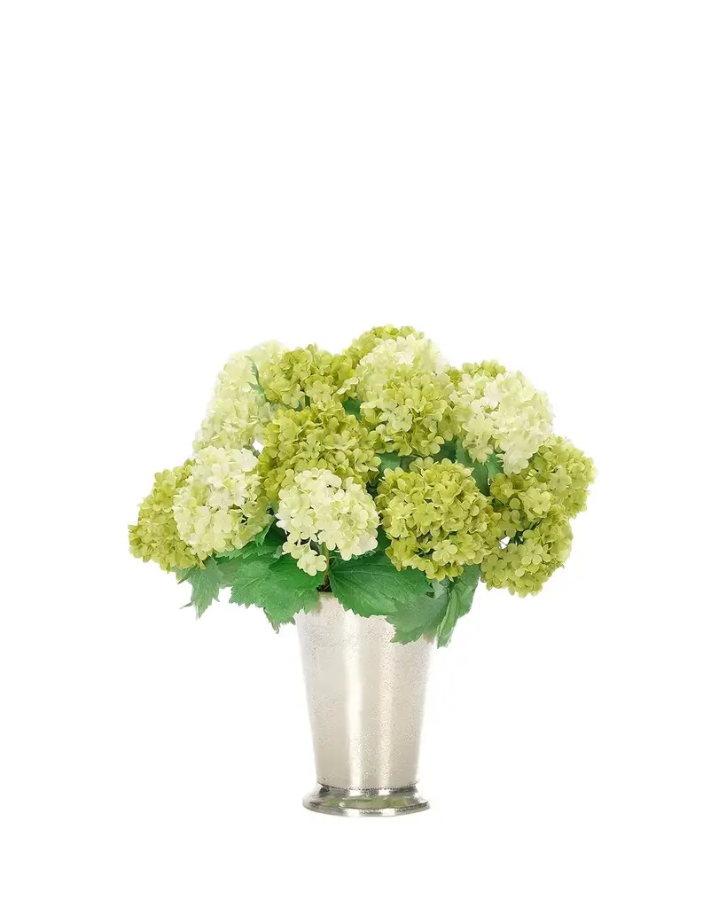 Natural Decorations Snowballs 14" Faux Floral Arrangement in Aluminum Vase
