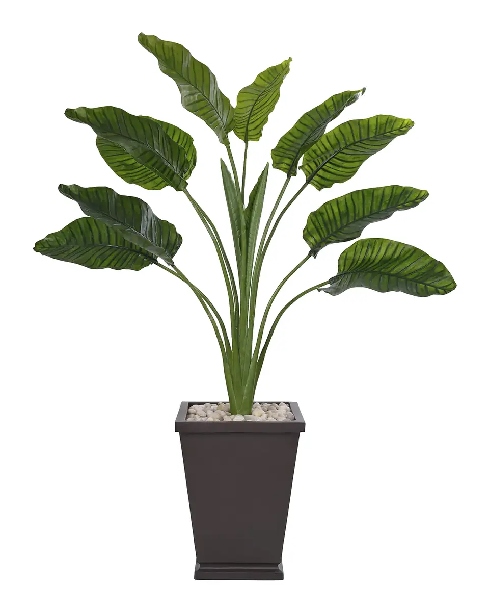 Natural Decorations Traveller Palm 39" Indoor/Outdoor Faux Tree in Fiberglass Tower Planter | Thumbnail 2