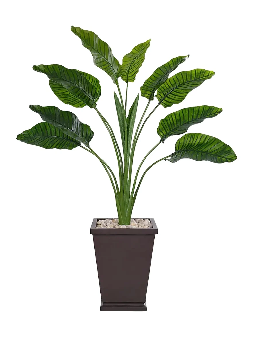 Natural Decorations Traveller Palm 39" Indoor/Outdoor Faux Tree in Fiberglass Tower Planter