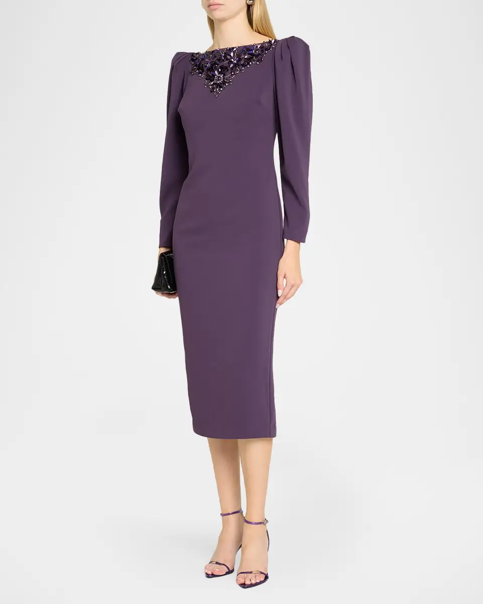 BADGLEY MISCHKA Beaded-Yoke Midi Sheath Dress | Thumbnail 4 BADGLEY MISCHKA Beaded-Yoke Midi Sheath Dress | Thumbnail 4