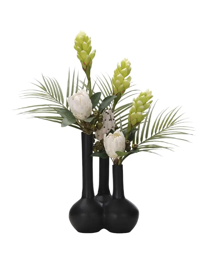 Protea & Ginger 34" Faux Floral Arrangement in Metal Vase Protea & Ginger 34" Faux Floral Arrangement in Metal Vase