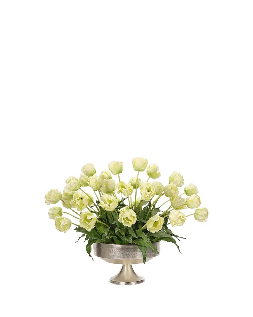 Real Touch Tulips 26" Faux Floral Arrangement in Aluminum Vase Real Touch Tulips 26" Faux Floral Arrangement in Aluminum Vase