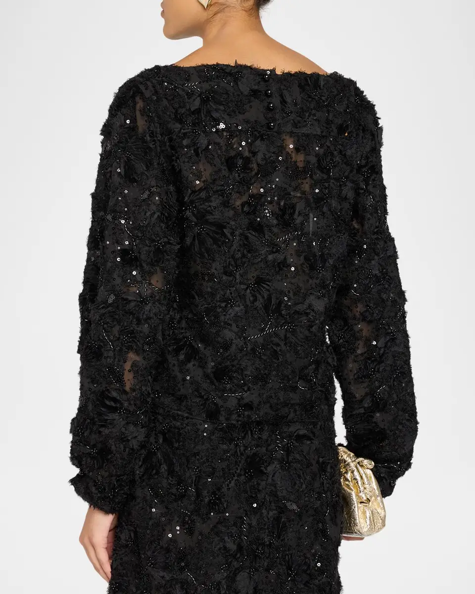 PRABAL GURUNG Bateau-Neck Beaded Blouse | Thumbnail 3 PRABAL GURUNG Bateau-Neck Beaded Blouse | Thumbnail 3