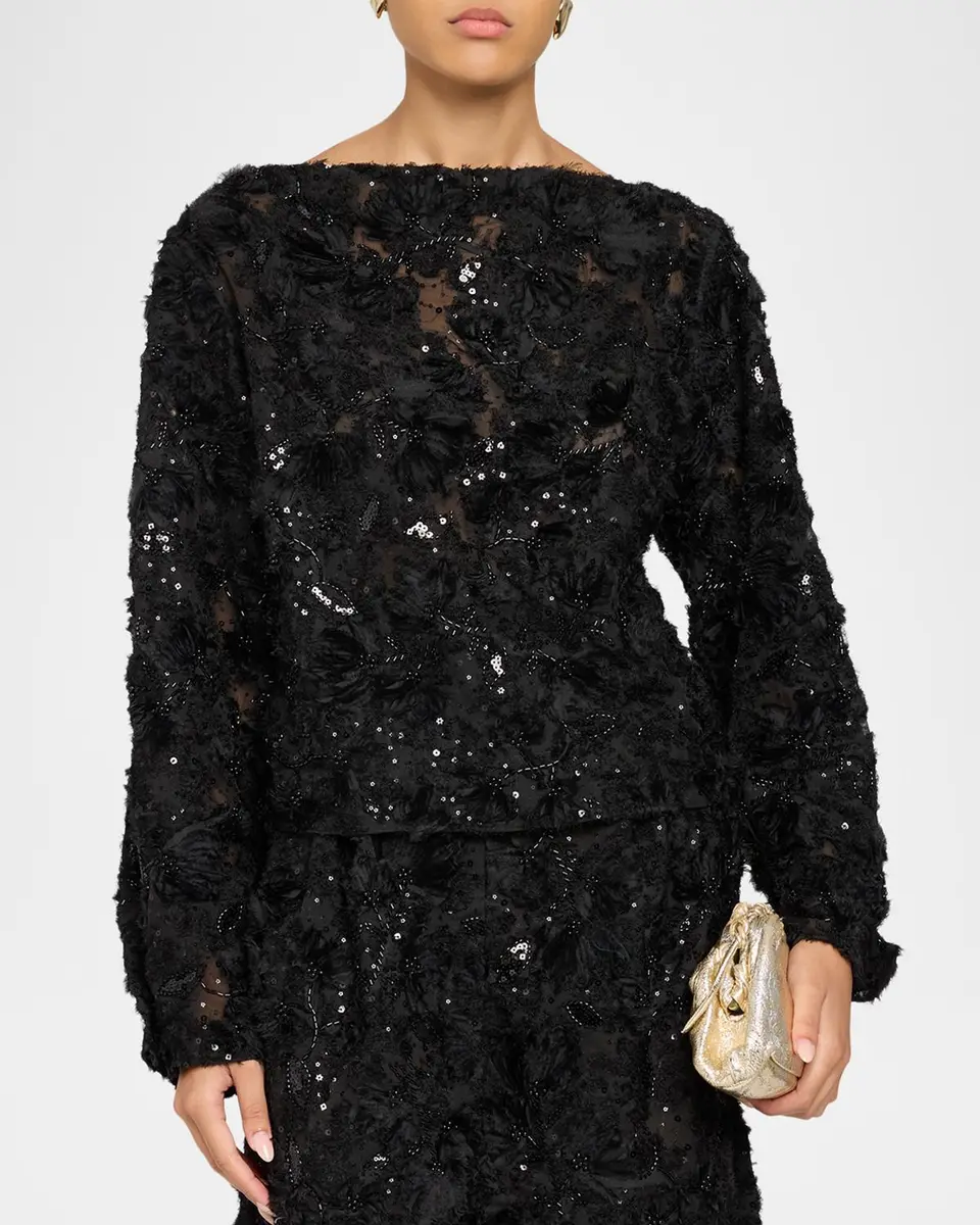 PRABAL GURUNG Bateau-Neck Beaded Blouse | Thumbnail 4 PRABAL GURUNG Bateau-Neck Beaded Blouse | Thumbnail 4