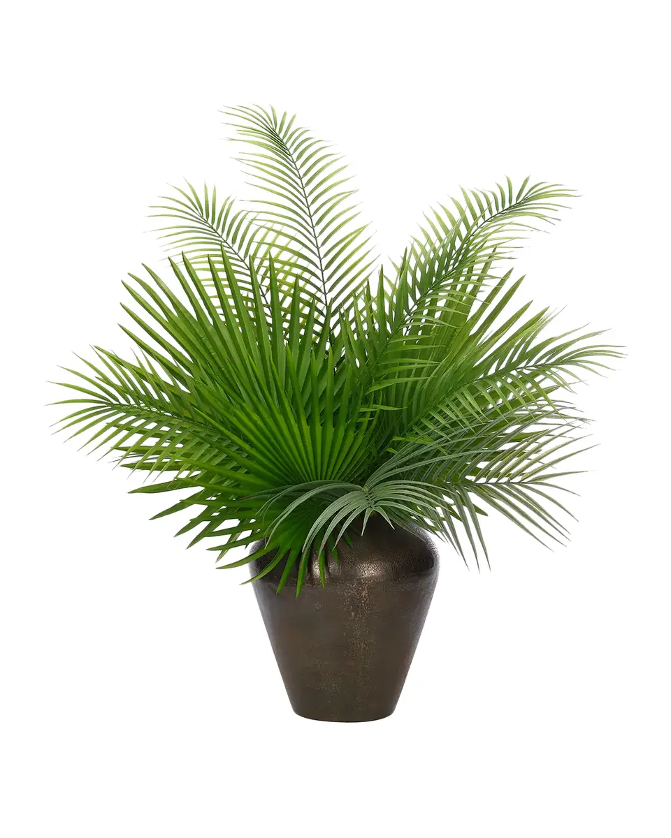 Natural Decorations Palm Myriad 22" Faux Floral Arrangement in Bronze Vase | Thumbnail 2 Natural Decorations Palm Myriad 22" Faux Floral Arrangement in Bronze Vase | Thumbnail 2