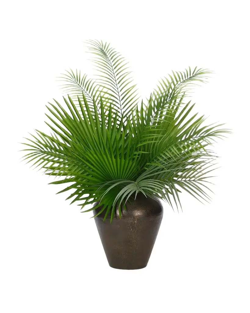 Natural Decorations Palm Myriad 22" Faux Floral Arrangement in Bronze Vase