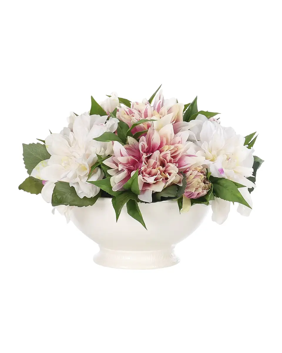 Natural Decorations Dahlias 13" Faux Floral Arrangement in Ceramic Vase | Thumbnail 2