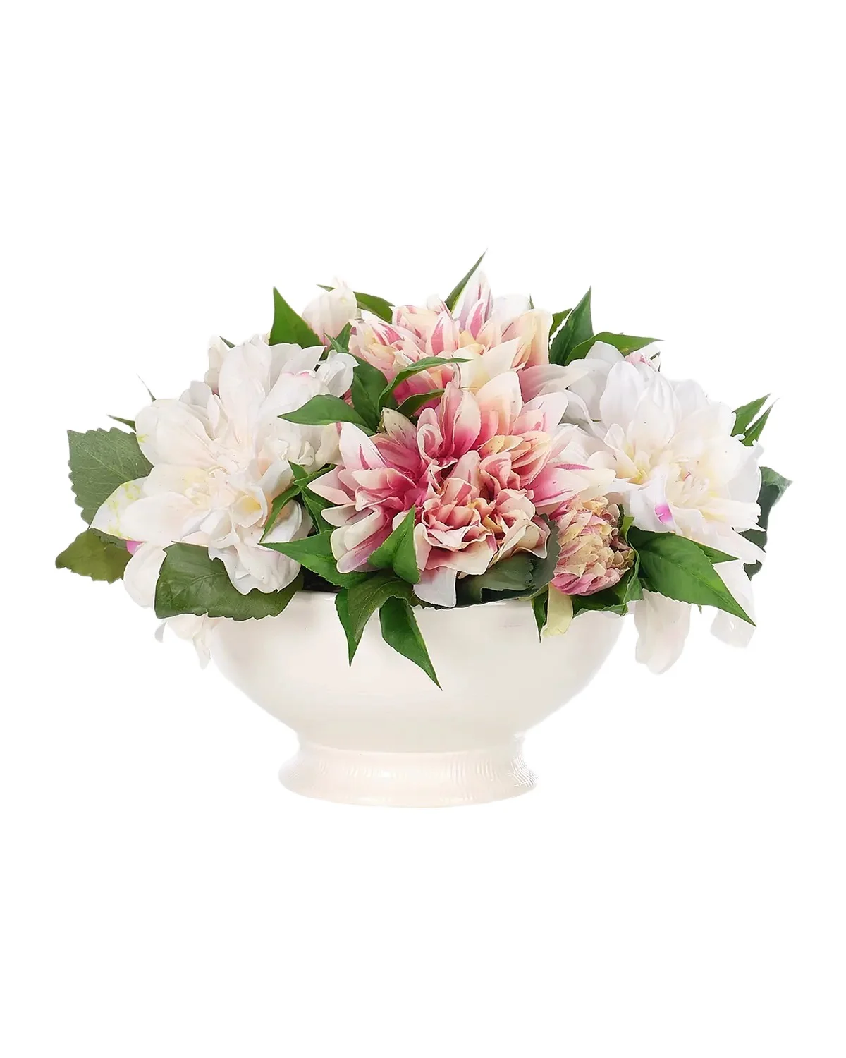 Natural Decorations Dahlias 13" Faux Floral Arrangement in Ceramic Vase