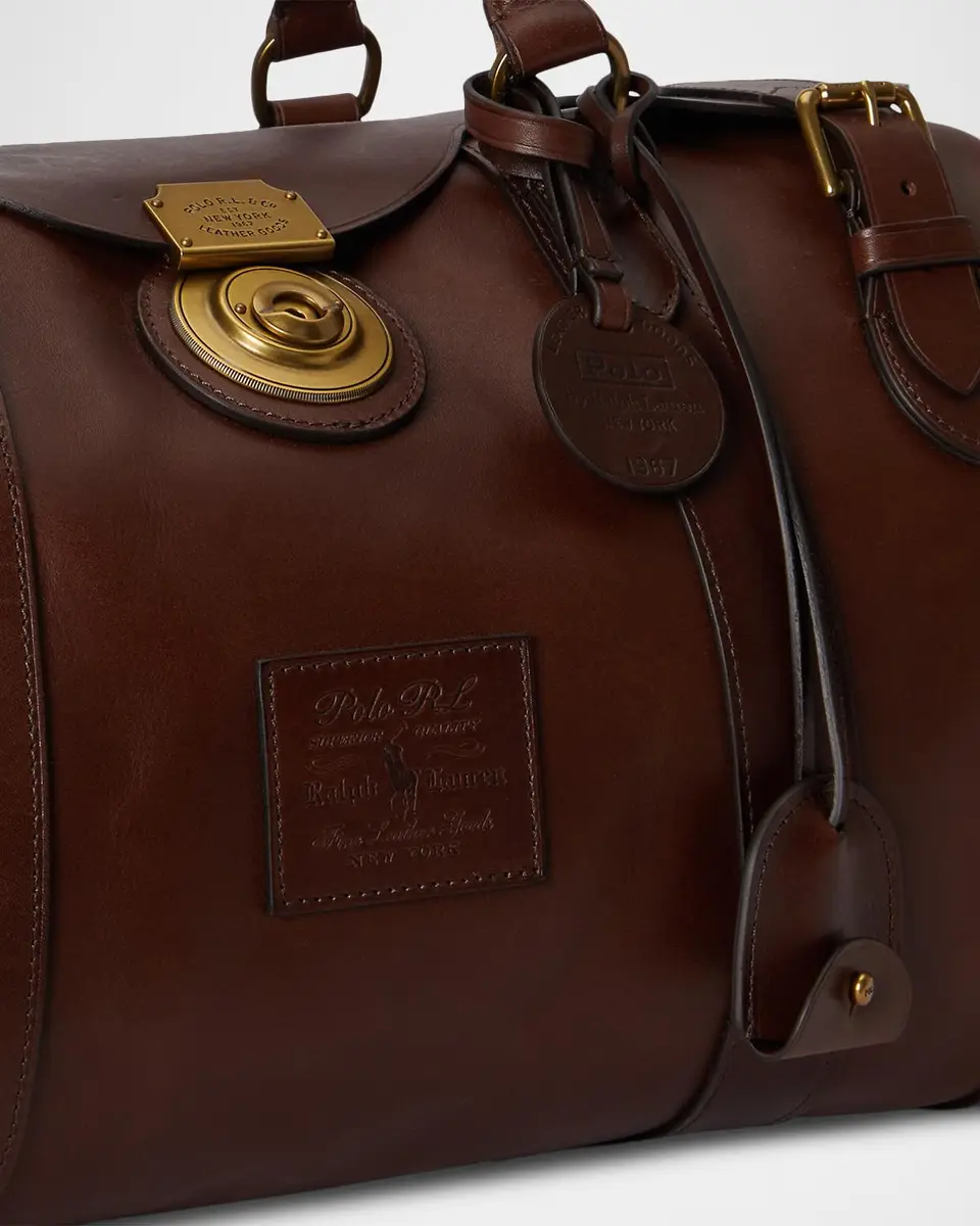Polo Ralph Lauren Men's Heritage Lock Small Leather Duffel Bag | Thumbnail 5 Polo Ralph Lauren Men's Heritage Lock Small Leather Duffel Bag | Thumbnail 5