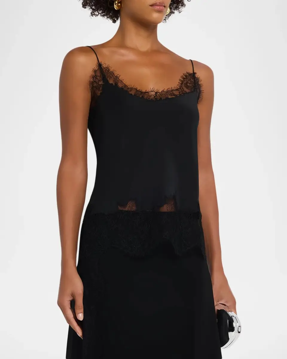 Lafayette 148 New York Cropped Lace-Trim Silk Cami | Thumbnail 4 Lafayette 148 New York Cropped Lace-Trim Silk Cami | Thumbnail 4