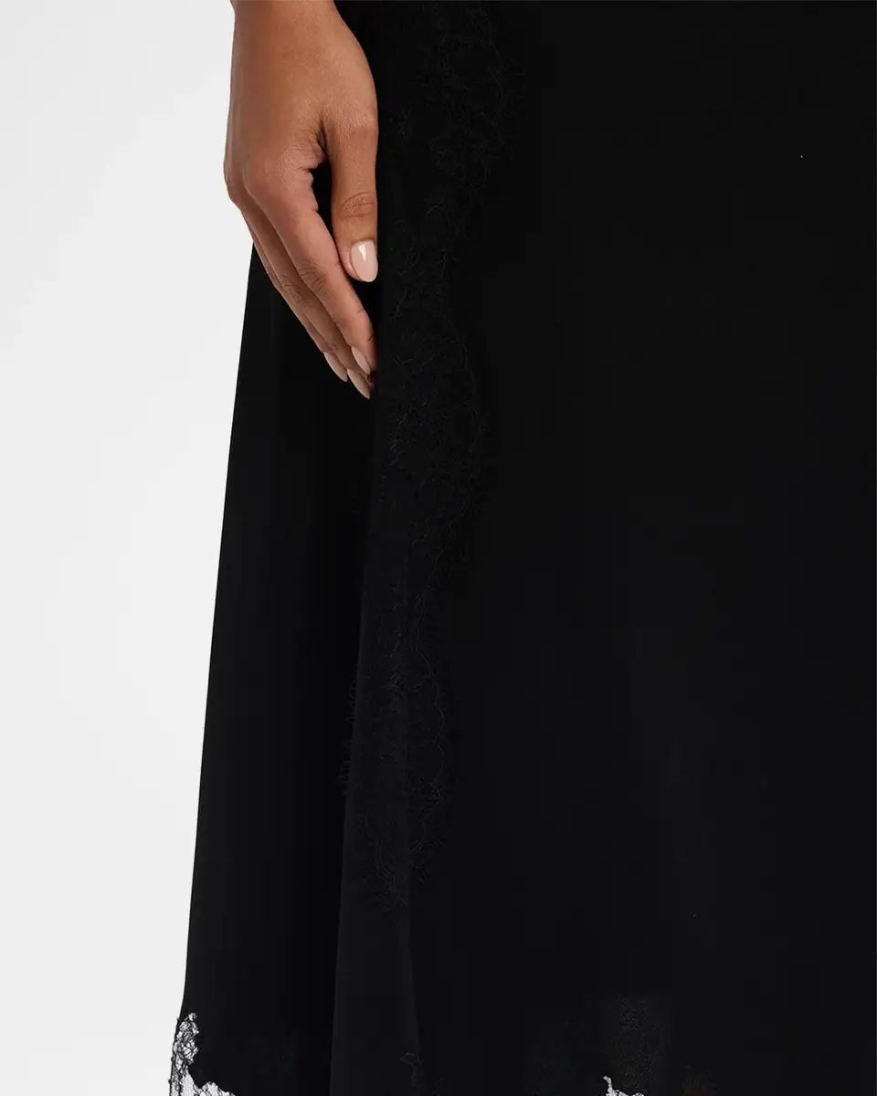Lafayette 148 New York Lace-Trim Finesse Crepe Midi Skirt | Thumbnail 5
