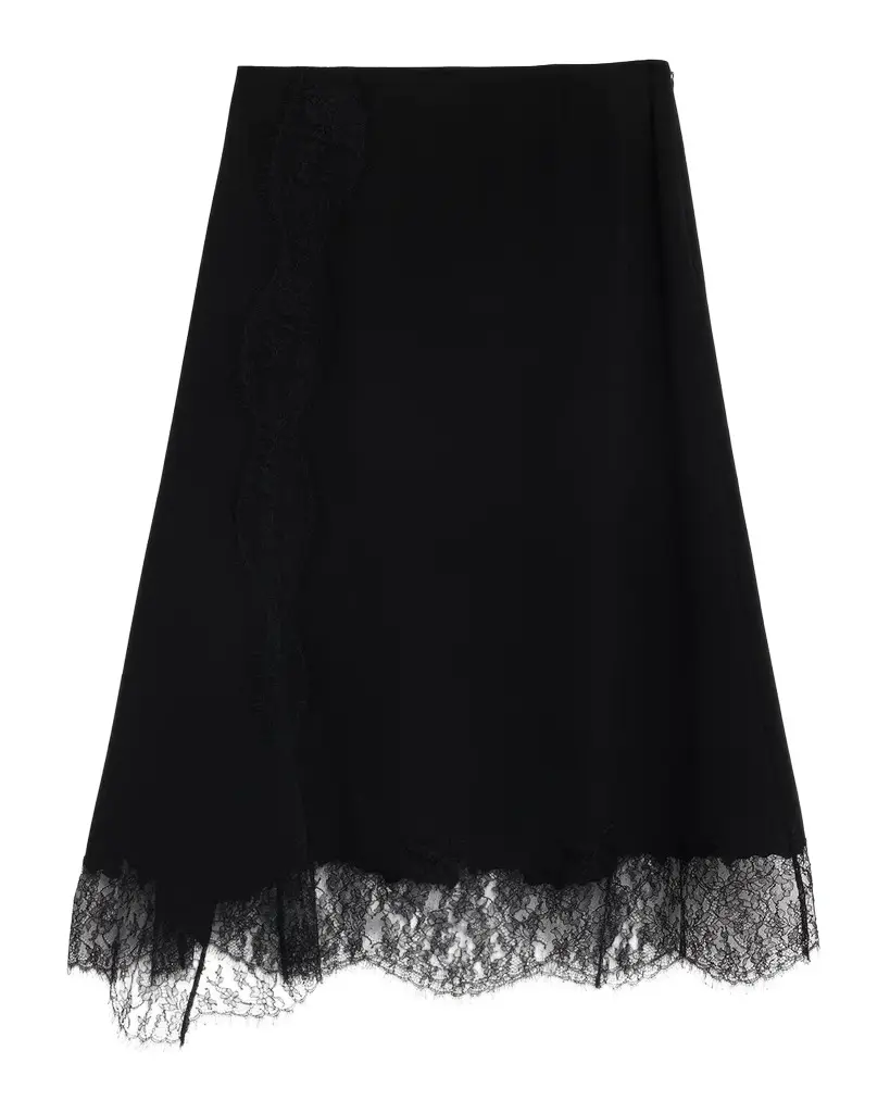 Lafayette 148 New York Lace-Trim Finesse Crepe Midi Skirt