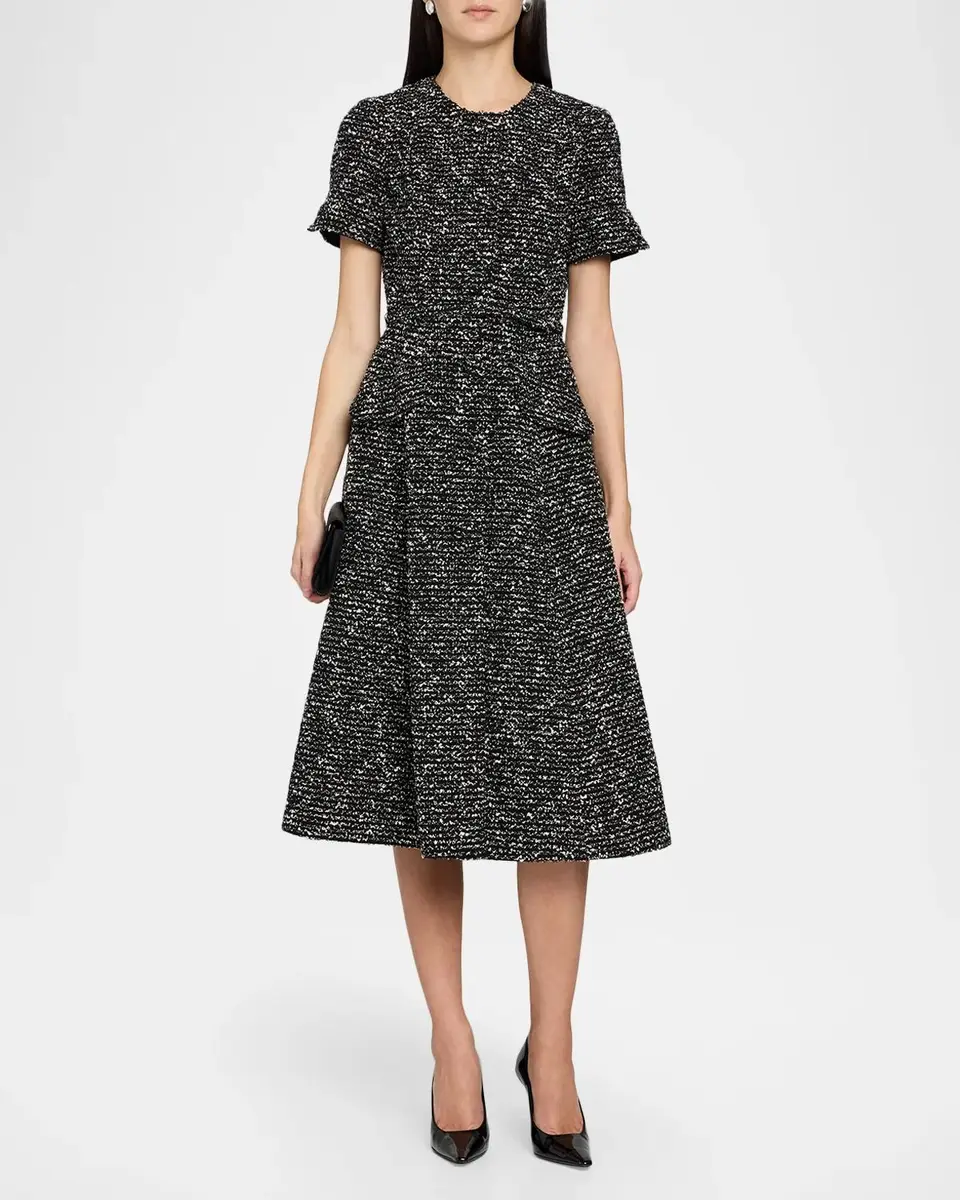 Carolina Herrera Metallic Tweed Belted Midi Dress | Thumbnail 2 Carolina Herrera Metallic Tweed Belted Midi Dress | Thumbnail 2