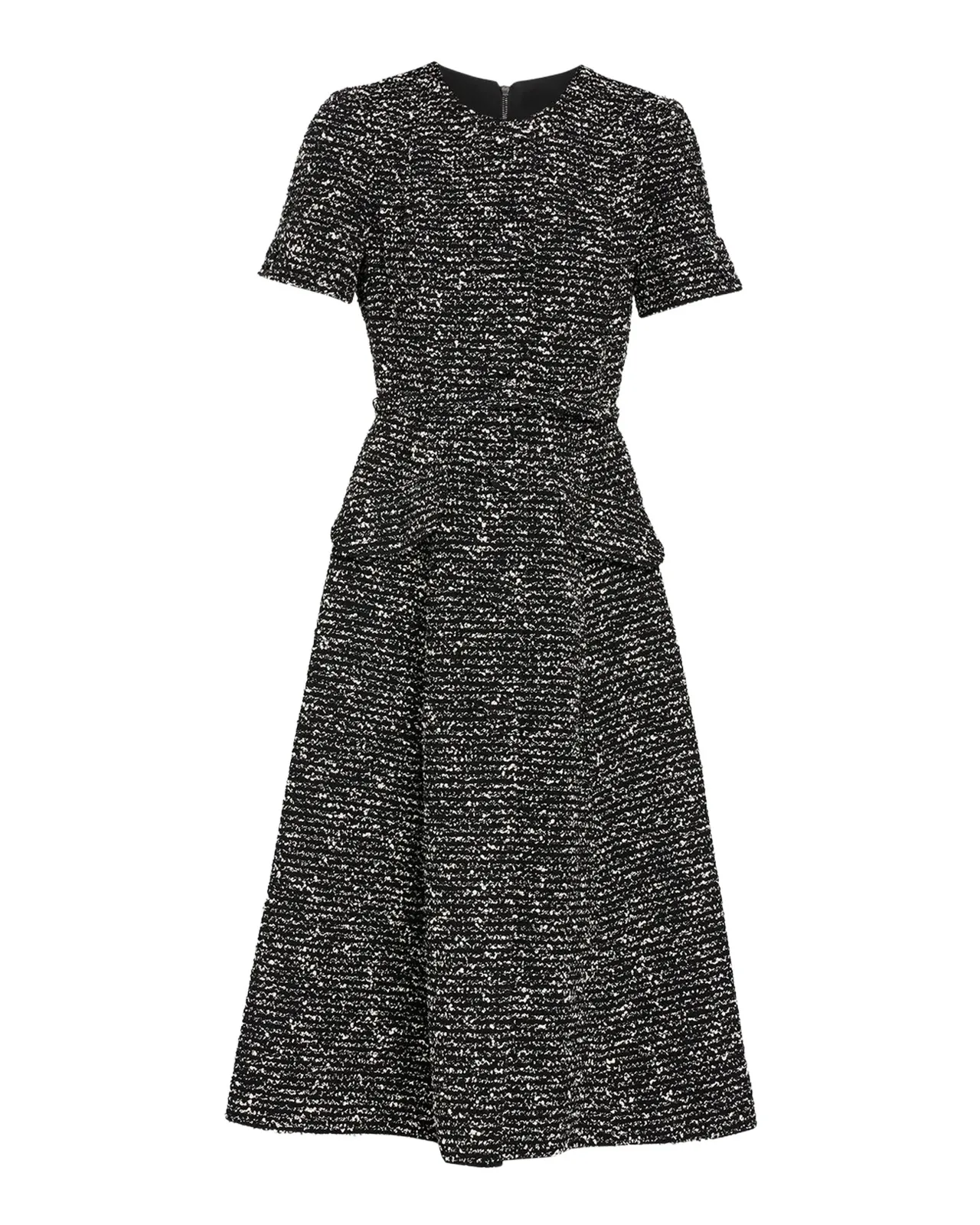 Carolina Herrera Metallic Tweed Belted Midi Dress