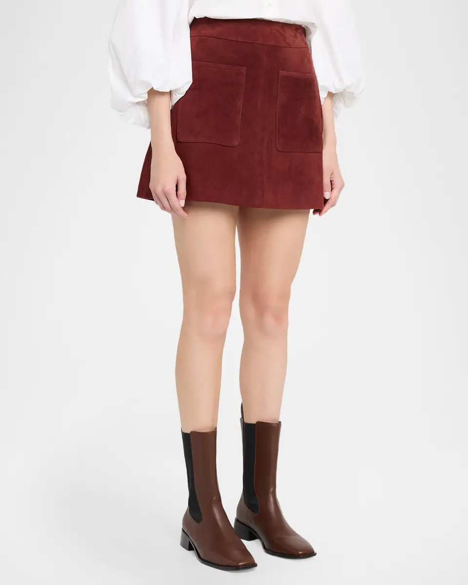 TANYA TAYLOR Fran Suede Mini Skirt | Thumbnail 4 TANYA TAYLOR Fran Suede Mini Skirt | Thumbnail 4