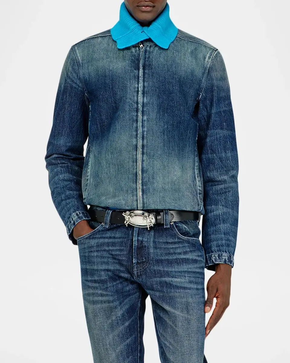 Diesel Men's D-Glory Band-Collar Denim Jacket | Thumbnail 4 Diesel Men's D-Glory Band-Collar Denim Jacket | Thumbnail 4