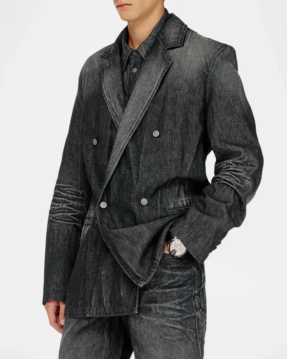 Diesel Men's D-Kot-Fsj Denim Double-Breasted Blazer | Thumbnail 4 Diesel Men's D-Kot-Fsj Denim Double-Breasted Blazer | Thumbnail 4