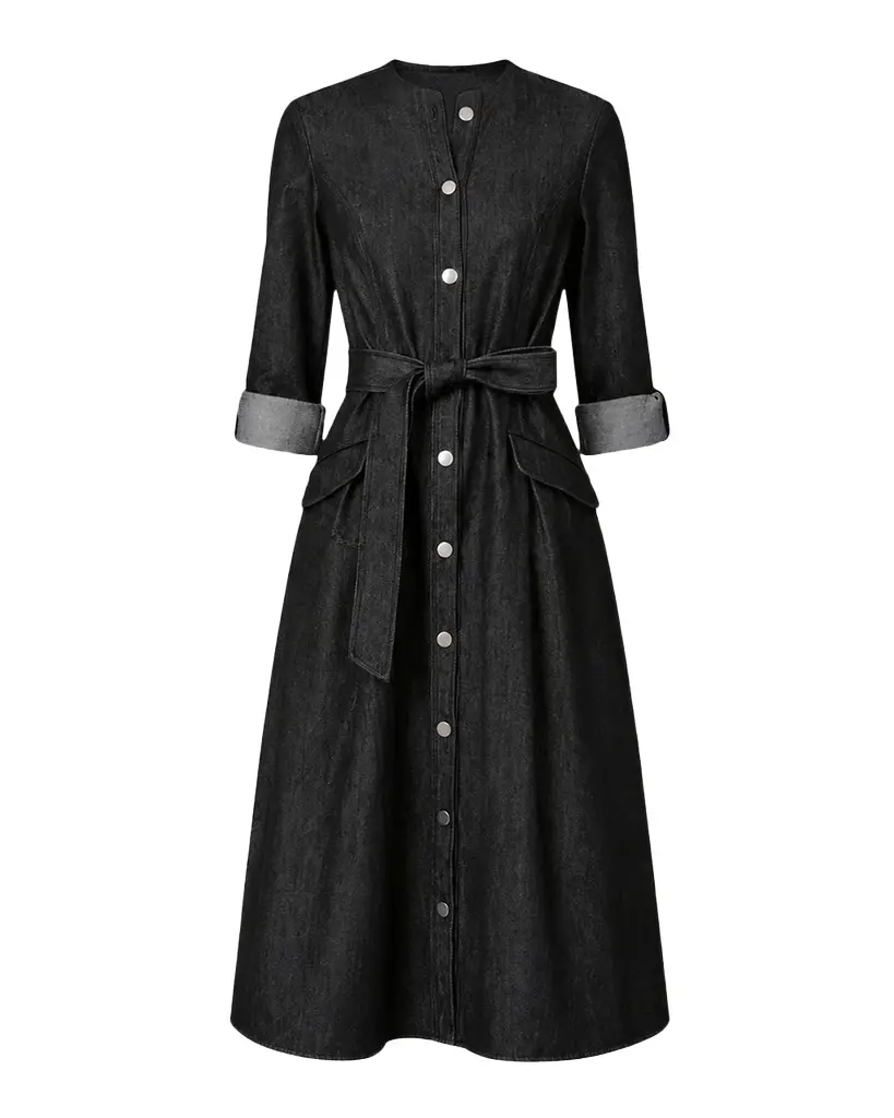 Izzy Button-Front Denim Midi Dress