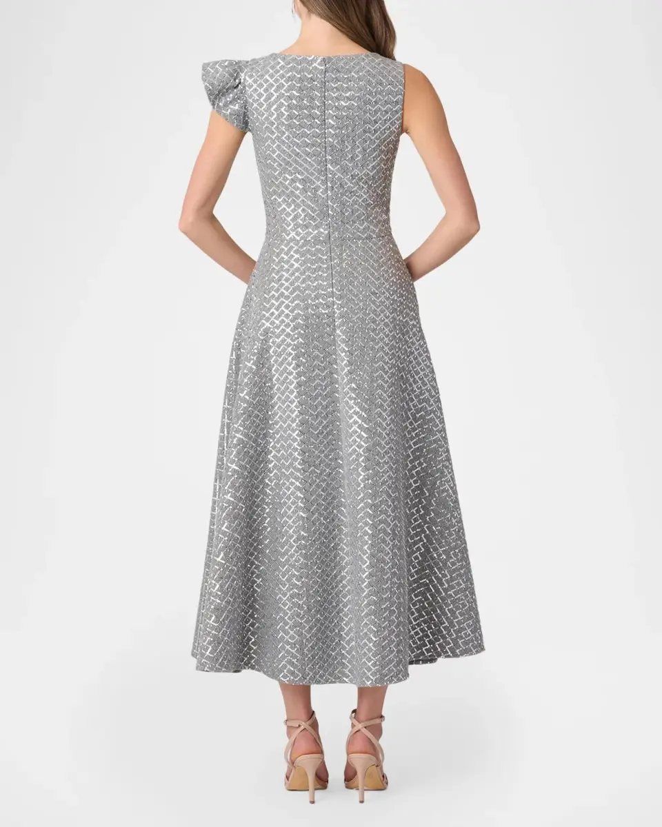 Shoshanna Champan Sequin Ruffle-Sleeve Midi Dress | Thumbnail 3 Shoshanna Champan Sequin Ruffle-Sleeve Midi Dress | Thumbnail 3