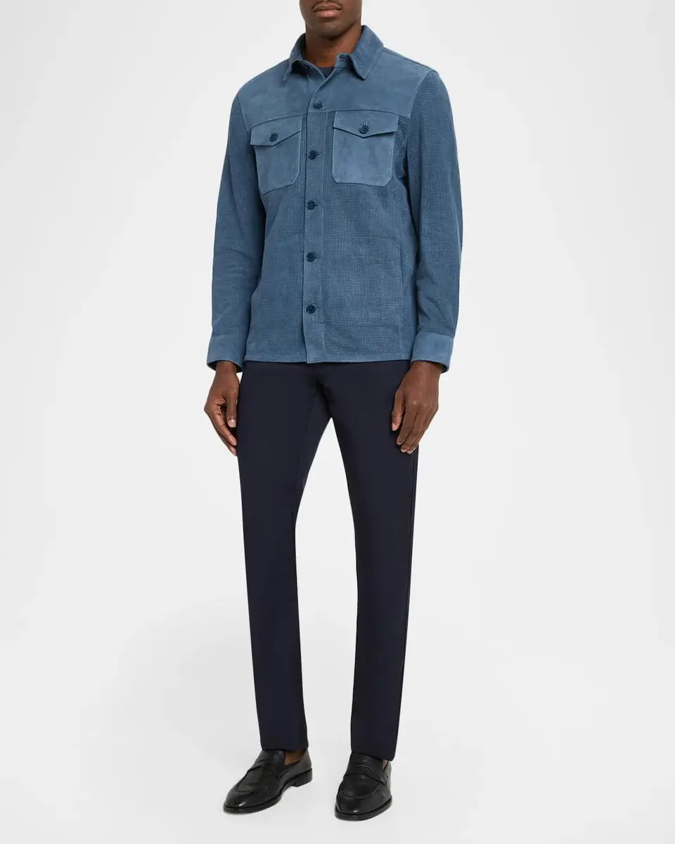Bugatchi Men's Perforated Suede Shirt Jacket | Thumbnail 2 Bugatchi Men's Perforated Suede Shirt Jacket | Thumbnail 2
