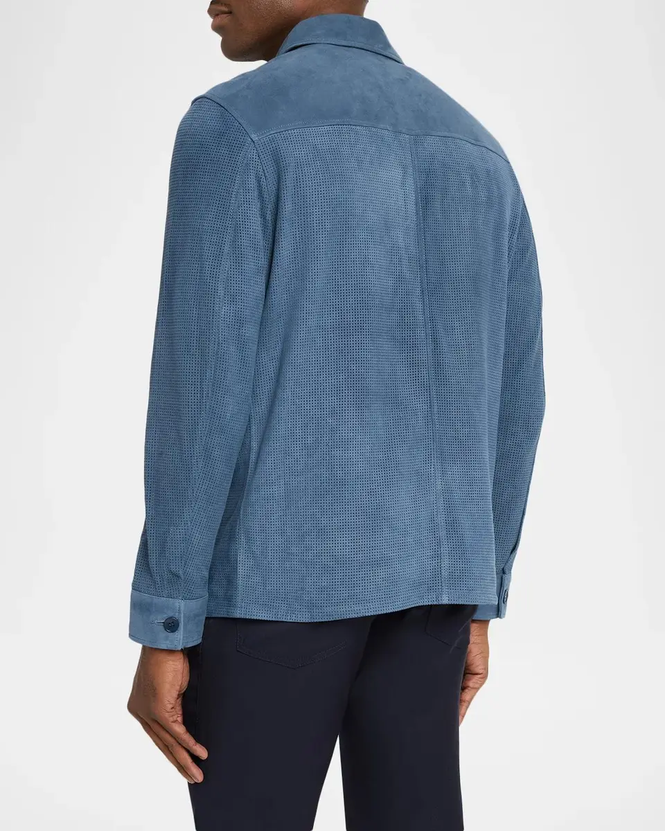 Bugatchi Men's Perforated Suede Shirt Jacket | Thumbnail 3 Bugatchi Men's Perforated Suede Shirt Jacket | Thumbnail 3