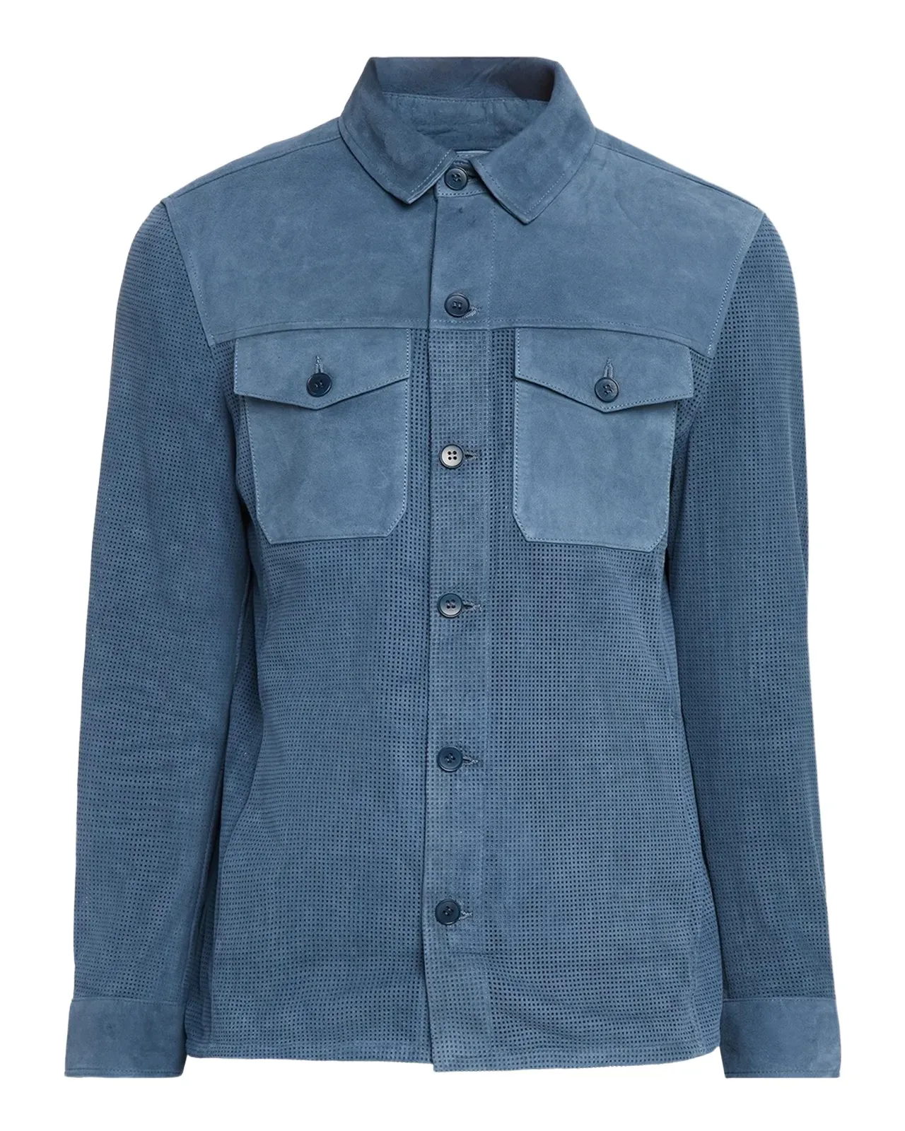 Bugatchi Men's Perforated Suede Shirt Jacket