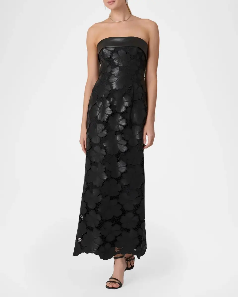 Shoshanna Midnight Serena Cutout Leather Maxi Dress | Thumbnail 2 Shoshanna Midnight Serena Cutout Leather Maxi Dress | Thumbnail 2