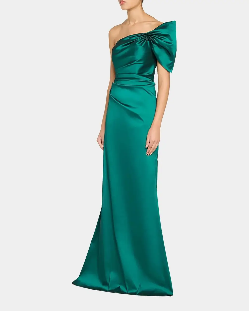 Rickie Freeman for Teri Jon One Shoulder Ruched Taffeta Gown | Thumbnail 4 Rickie Freeman for Teri Jon One Shoulder Ruched Taffeta Gown | Thumbnail 4