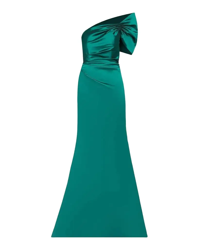 One Shoulder Ruched Taffeta Gown One Shoulder Ruched Taffeta Gown