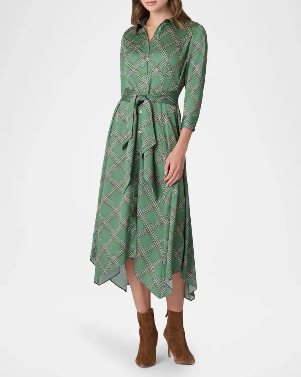 Shoshanna Laine Plaid Charmeuse Midi Shirtdress | Thumbnail 2 Shoshanna Laine Plaid Charmeuse Midi Shirtdress | Thumbnail 2