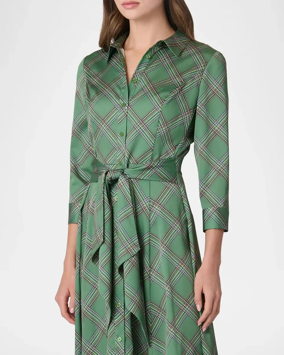 Shoshanna Laine Plaid Charmeuse Midi Shirtdress | Thumbnail 4 Shoshanna Laine Plaid Charmeuse Midi Shirtdress | Thumbnail 4