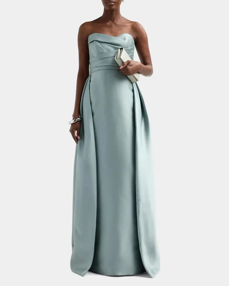 Amsale Mikado Draped Column Gown | Thumbnail 2 Amsale Mikado Draped Column Gown | Thumbnail 2