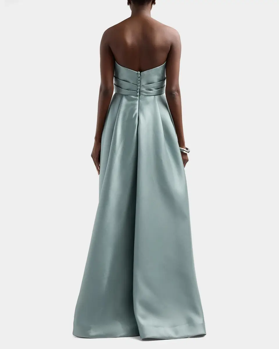 Amsale Mikado Draped Column Gown | Thumbnail 3 Amsale Mikado Draped Column Gown | Thumbnail 3