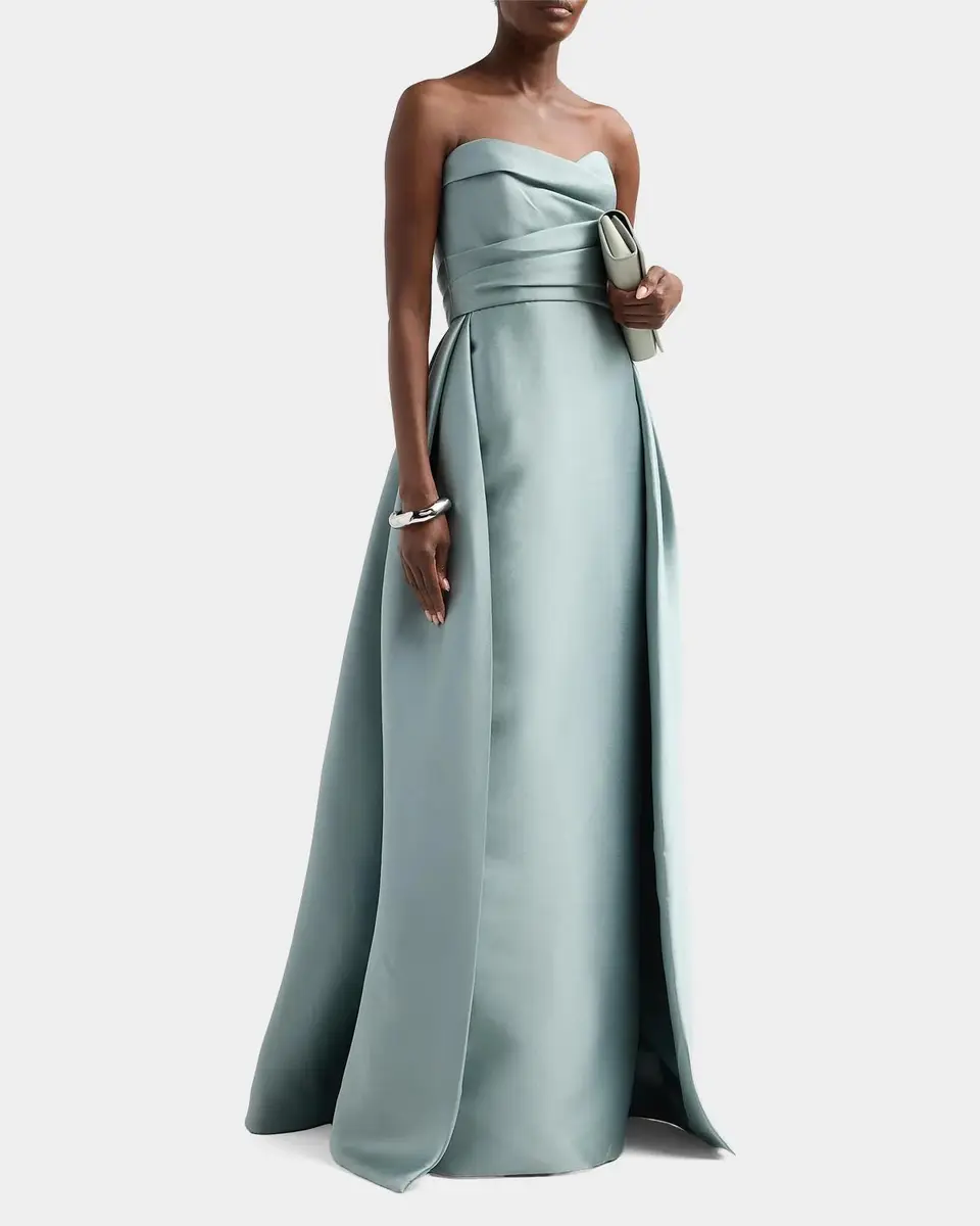 Amsale Mikado Draped Column Gown | Thumbnail 4 Amsale Mikado Draped Column Gown | Thumbnail 4
