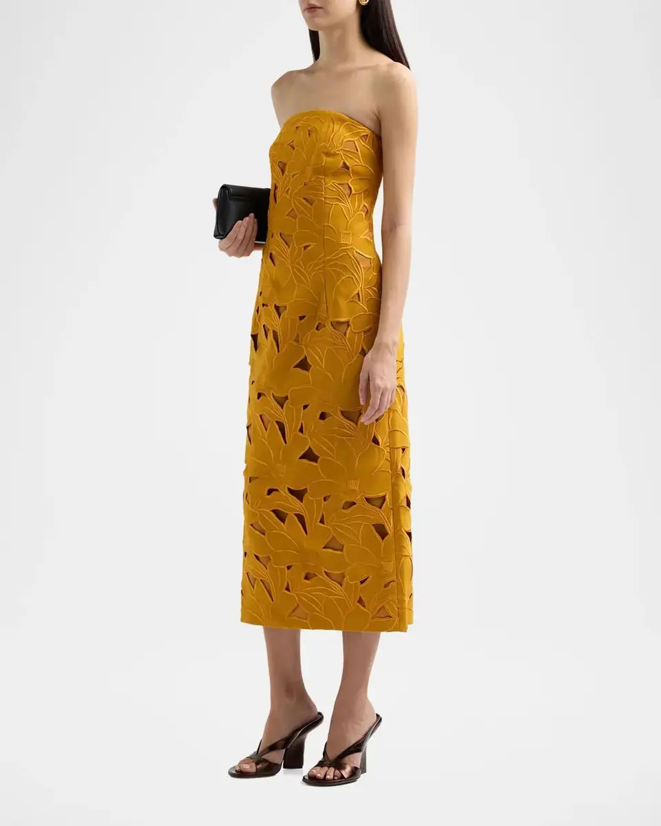 SACHIN & BABI Pamela Embroidered Strapless Midi Dress | Thumbnail 4