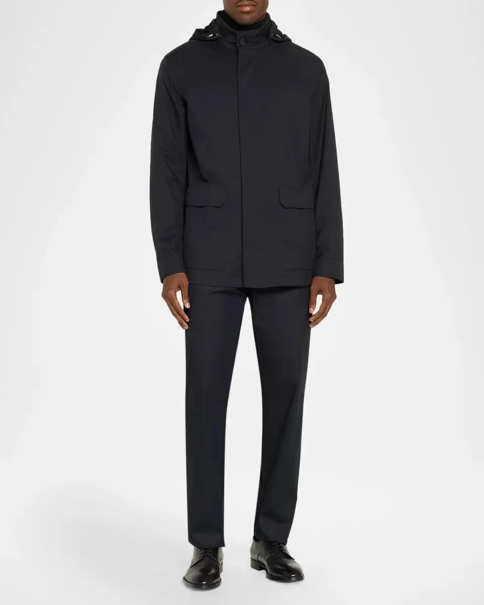 Zegna Men's Motorin Water-Repellent Hooded Car Coat | Thumbnail 2 Zegna Men's Motorin Water-Repellent Hooded Car Coat | Thumbnail 2