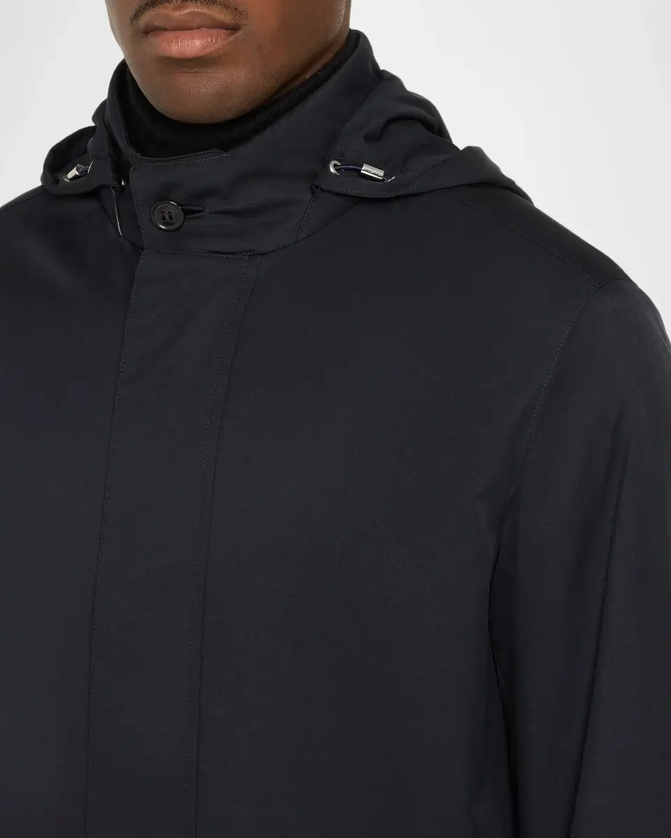 Zegna Men's Motorin Water-Repellent Hooded Car Coat | Thumbnail 5 Zegna Men's Motorin Water-Repellent Hooded Car Coat | Thumbnail 5