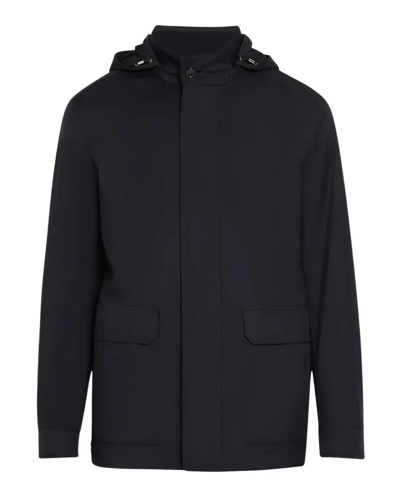 Zegna Men's Motorin Water-Repellent Hooded Car Coat