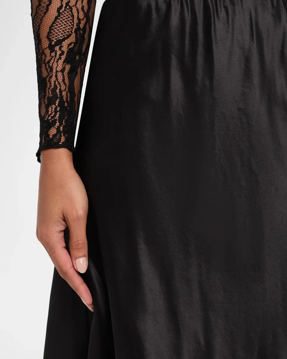 Rabanne Lace-Trim Satin Midi Skirt | Thumbnail 5 Rabanne Lace-Trim Satin Midi Skirt | Thumbnail 5