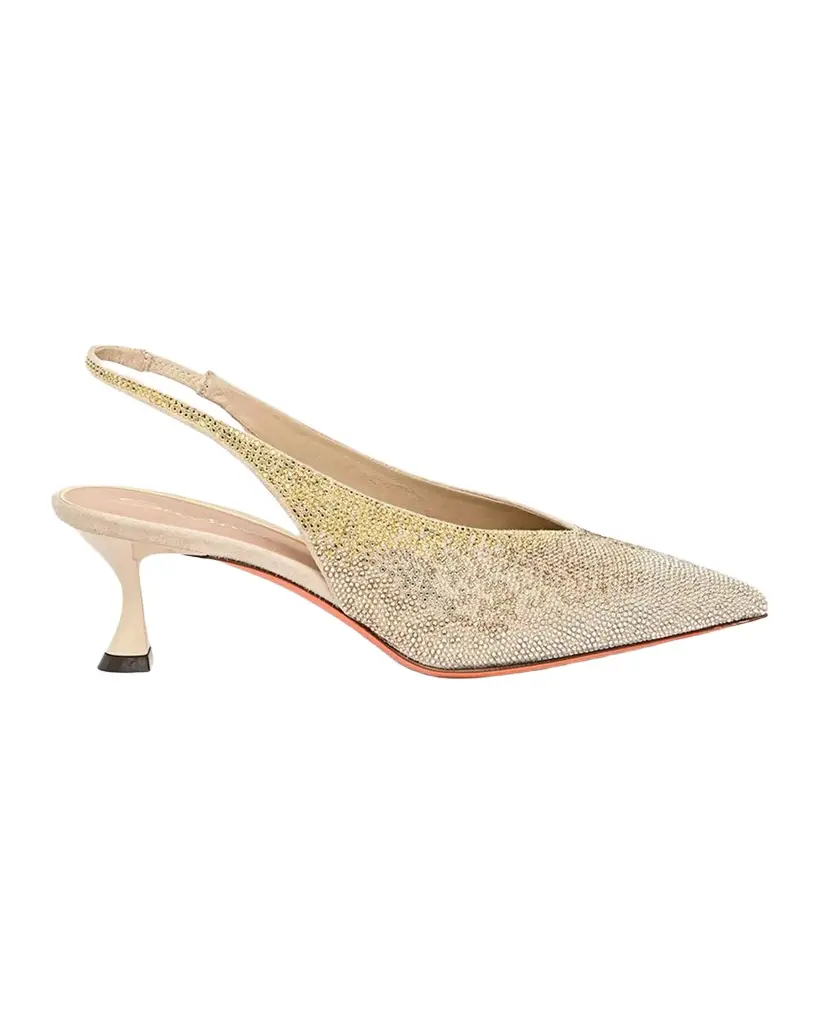 Santoni 55mm Embellished Leather Slingback Pumps