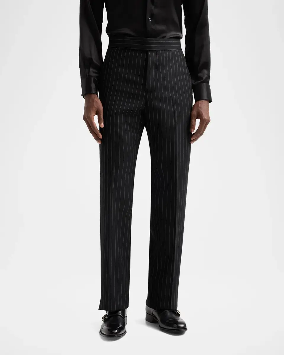 Tom Ford Men's Pinstripe Slim Flat-Front Trousers | Thumbnail 4 Tom Ford Men's Pinstripe Slim Flat-Front Trousers | Thumbnail 4